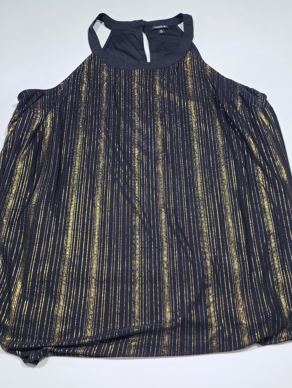 torrid Black Tank Top with Gold Metallic Stripes in Size 2 (or 2x)